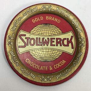 Stollwerck Advertising Tip Tray Gold Brand Chocolate Cocoa 5" Vtg